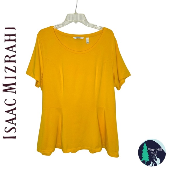 Isaac Mizrahi Tops - SOLD Isaac Mizrahi Live! Blouse Womens XL Sunflower Yellow Short Sleeve Stretch